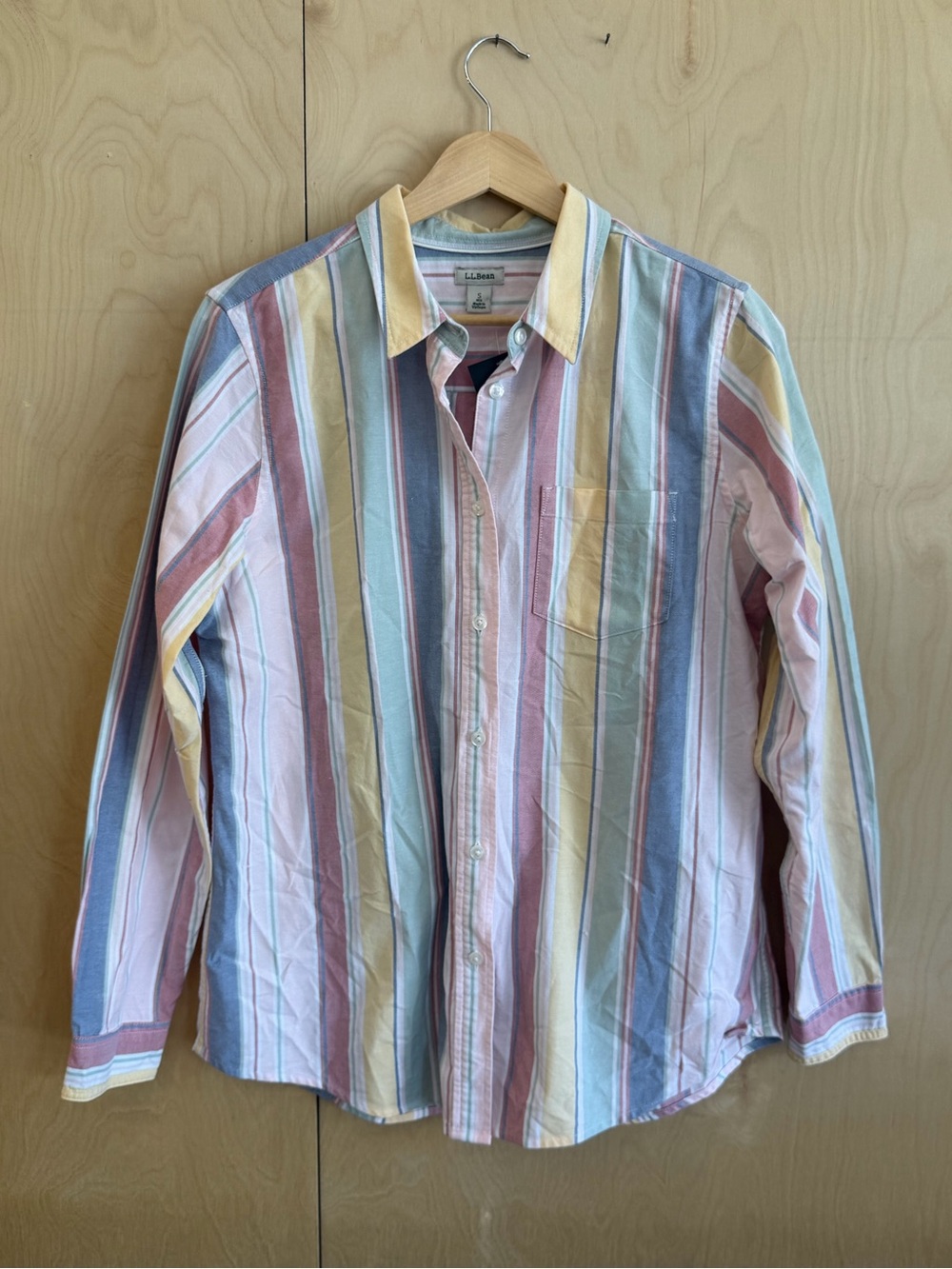 LL Bean Striped Button-Down Shirt in Pastel Multi